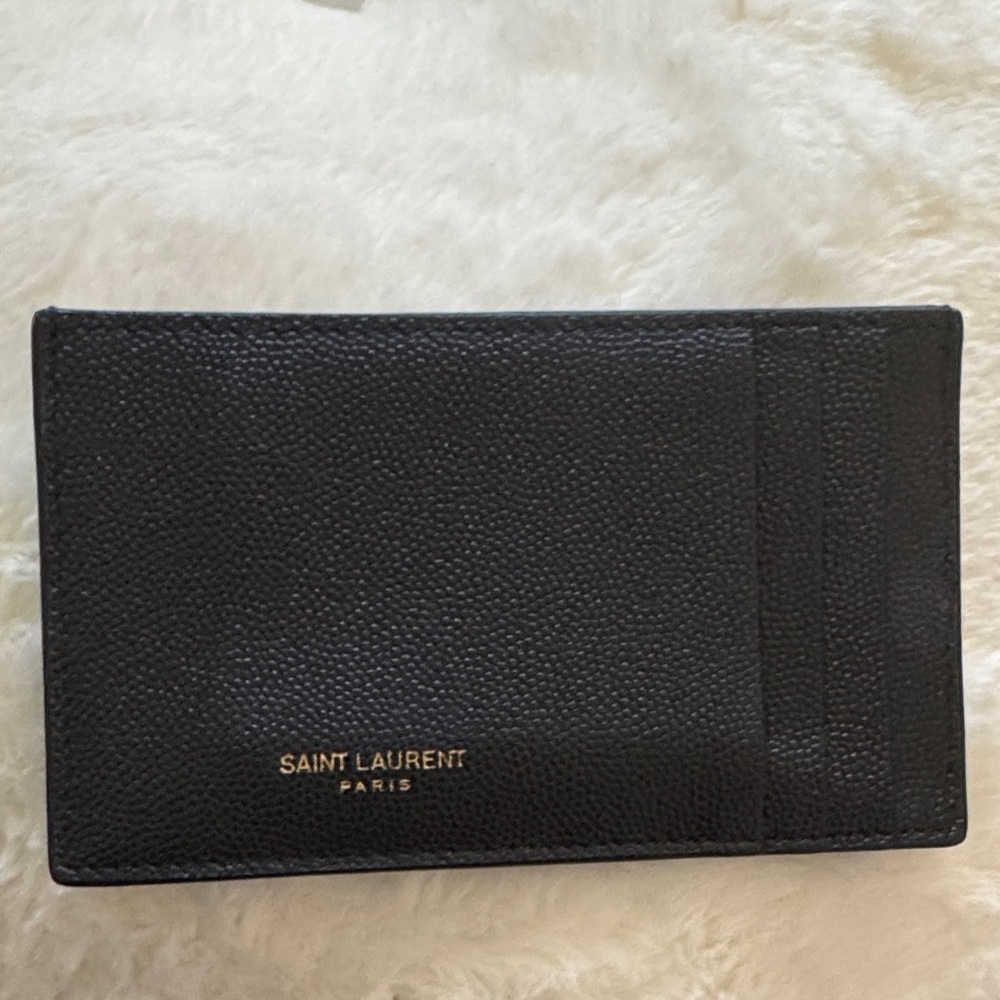 Saint Laurent Black Textured Card Holder